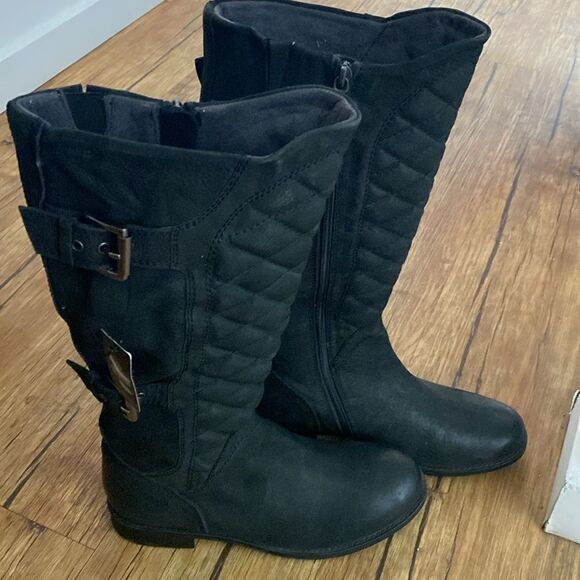 Size 40 MARC Tall Black Leather Quilted Boots - Picture 3 of 5